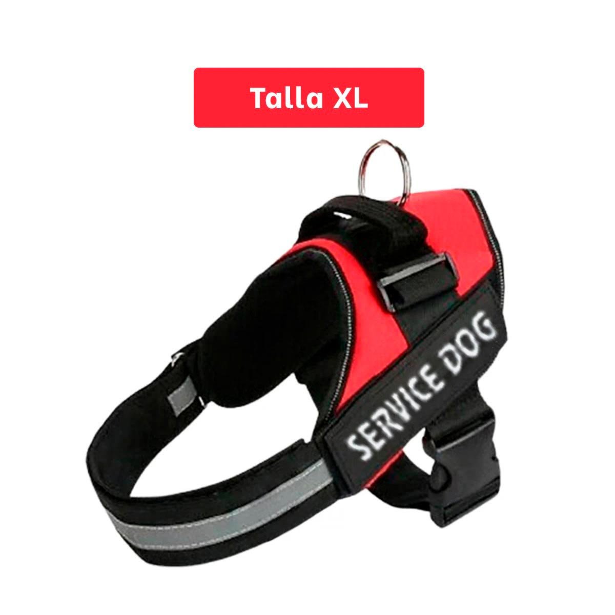 PACK4 PECHERA CANINA SERVICE DOG TALLA XL ROJO AJUSTE COMODO Y+REGALO STICKER - 4