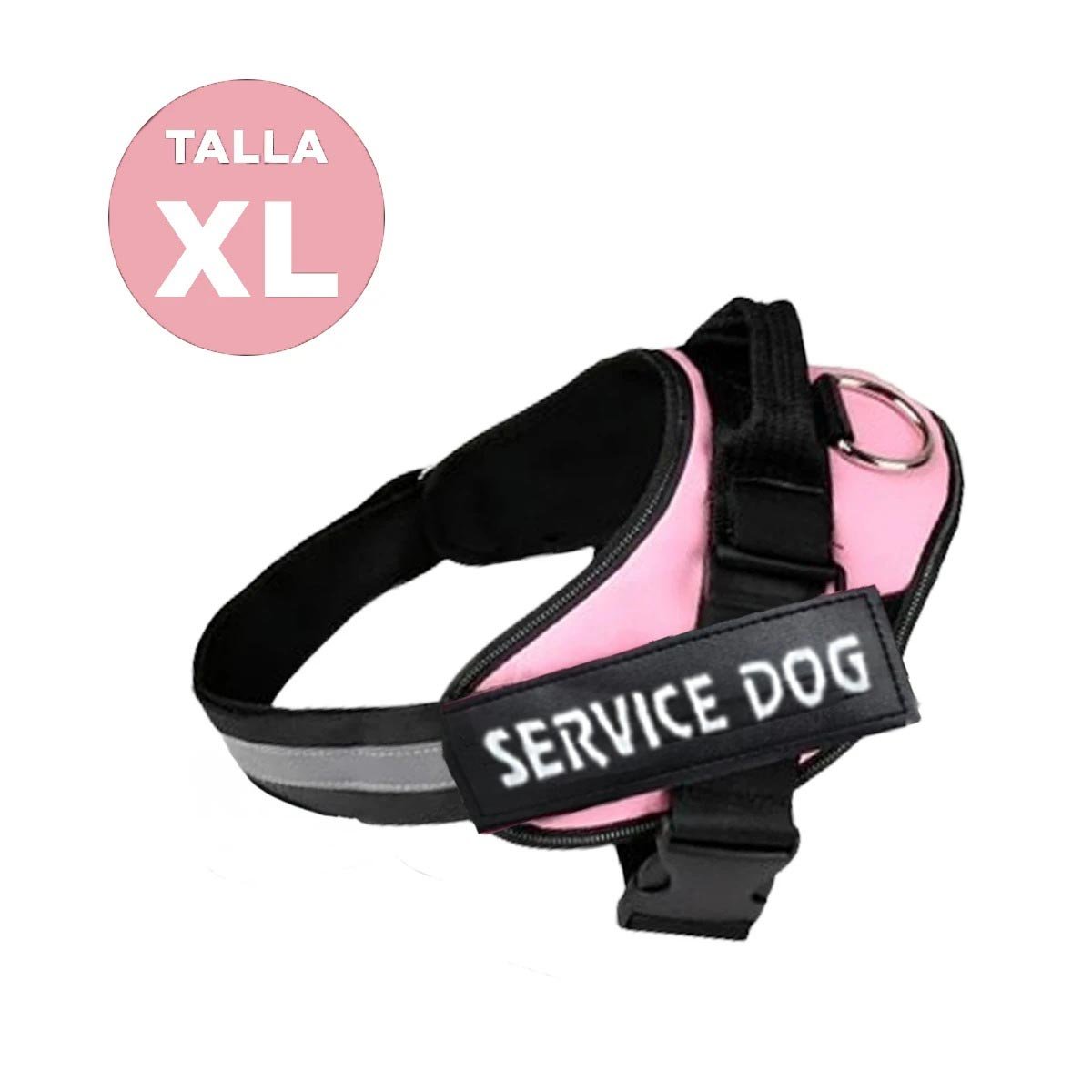 PACK2 EQUIPO DE SERVICIO SERVICE DOG TALLA XL ROSADO AJUSTE FIRME Y+REGALO STICKER - 4
