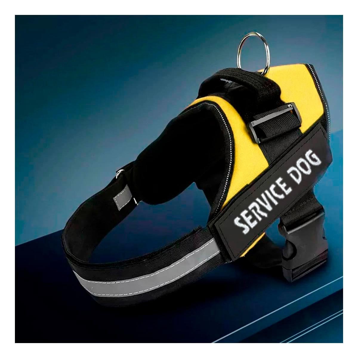 PACK2 CHALECO CANINO SERVICE DOG TALLA XXL AMARILLO PARA APOYO Y+PAPEL REGALO - 5