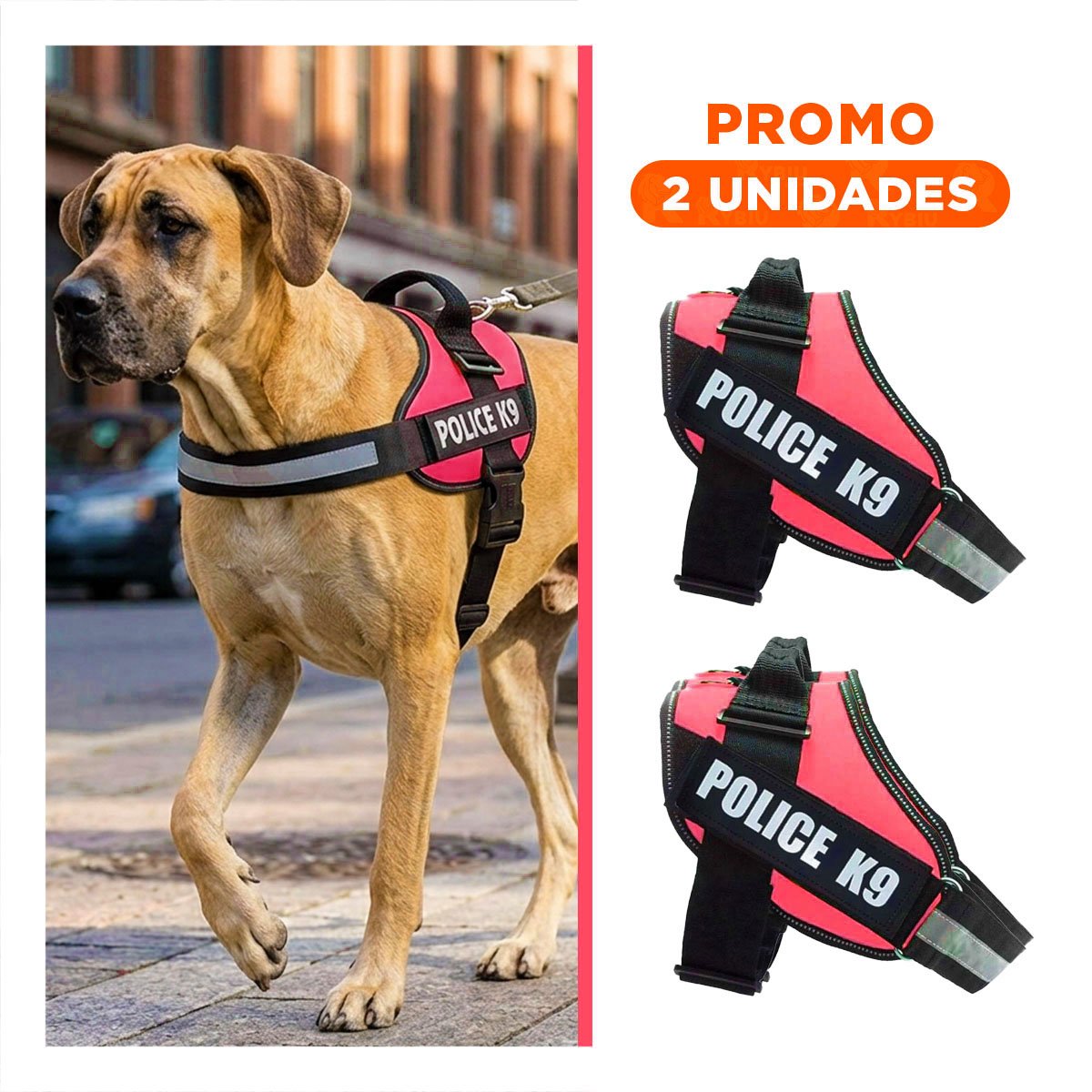 PACK2 PECHERA DE PASEO SERVICE DOG TALLA XXL ROJO DISENO SEGURO - 1