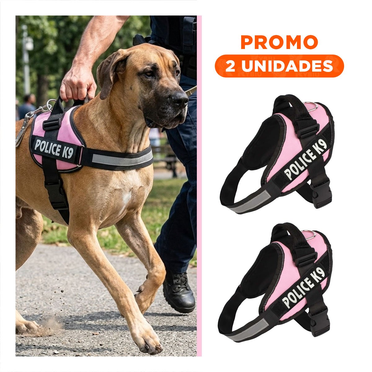 PACK2 PECHERA DE PASEO SERVICE DOG TALLA XXL ROSADO DISENO SEGURO - 1
