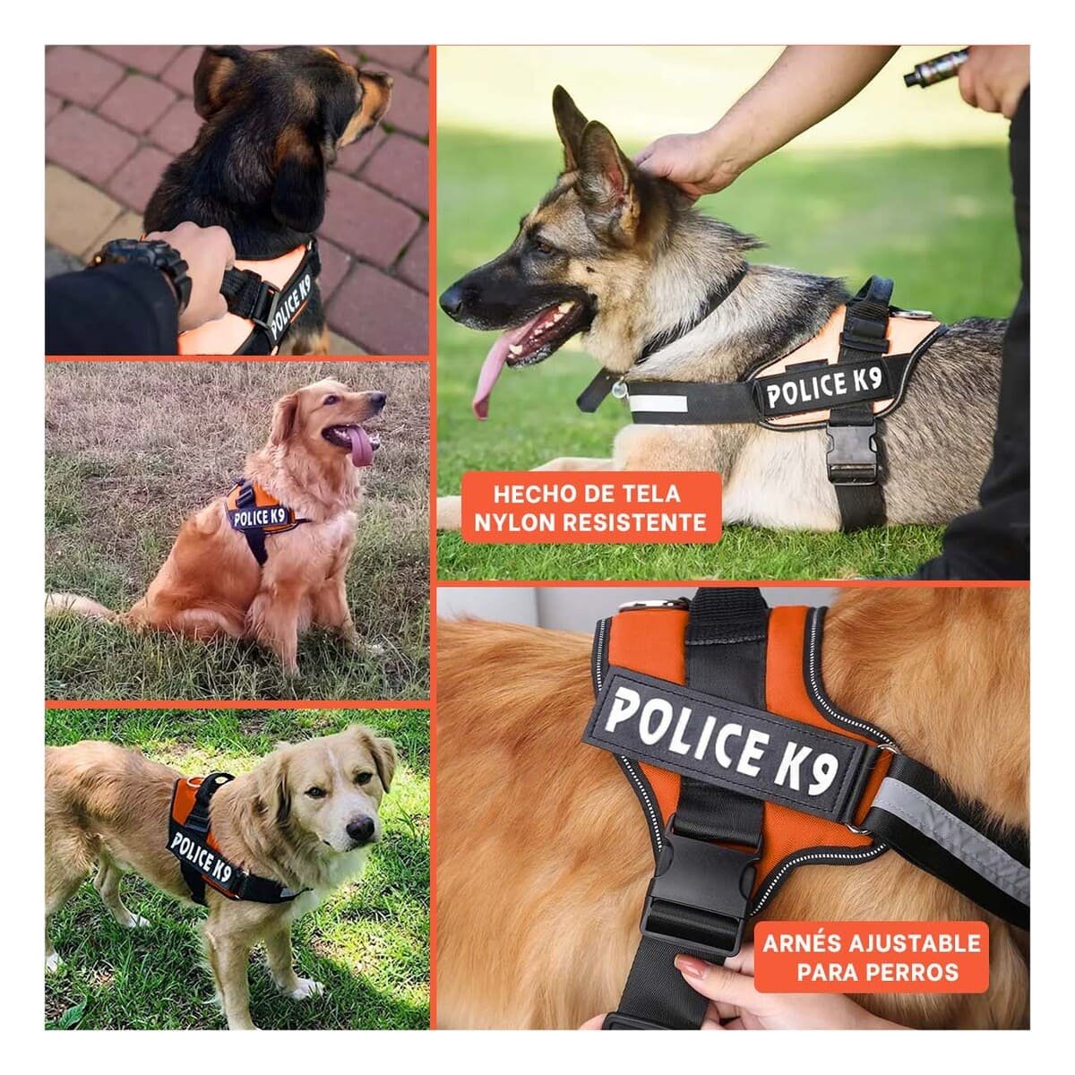 PACK6 ARNES DE PASEO SERVICE DOG TALLA XXL ANARANJADO MASCOTA URBANA Y+PAPEL REGALO - 3