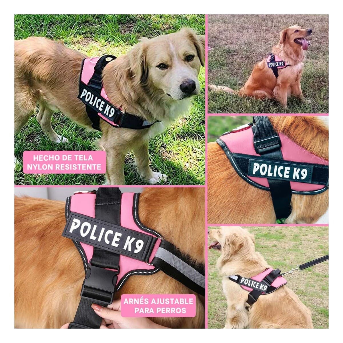 PACK4 ARNES REFORZADO SERVICE DOG TALLA XXL ROSADO USO CONSTANTE Y+REGALO STICKER - 2