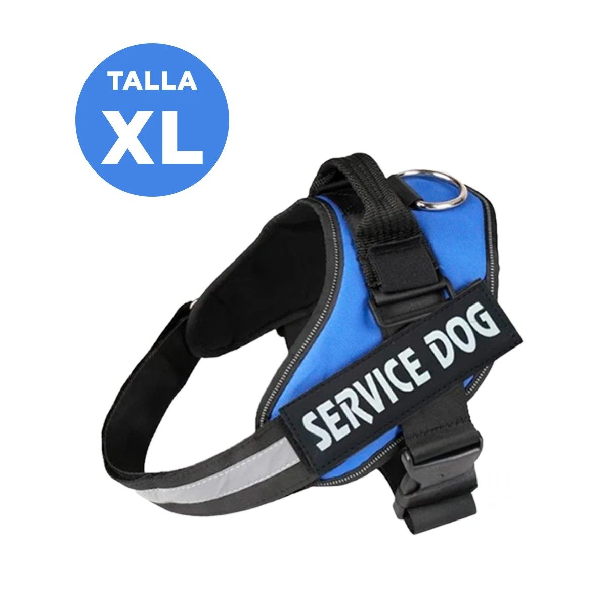 PACK4 CINTURON CANINO SERVICE DOG TALLA XL AZUL SOPORTE SEGURO Y+REGALO STICKER - 4