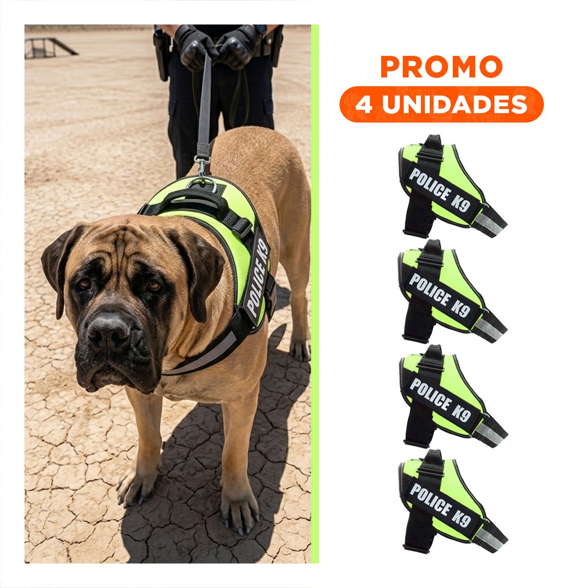 PACK4 CINTURON CANINO SERVICE DOG TALLA XXL VERDE SOPORTE SEGURO Y+REGALO STICKER - 1