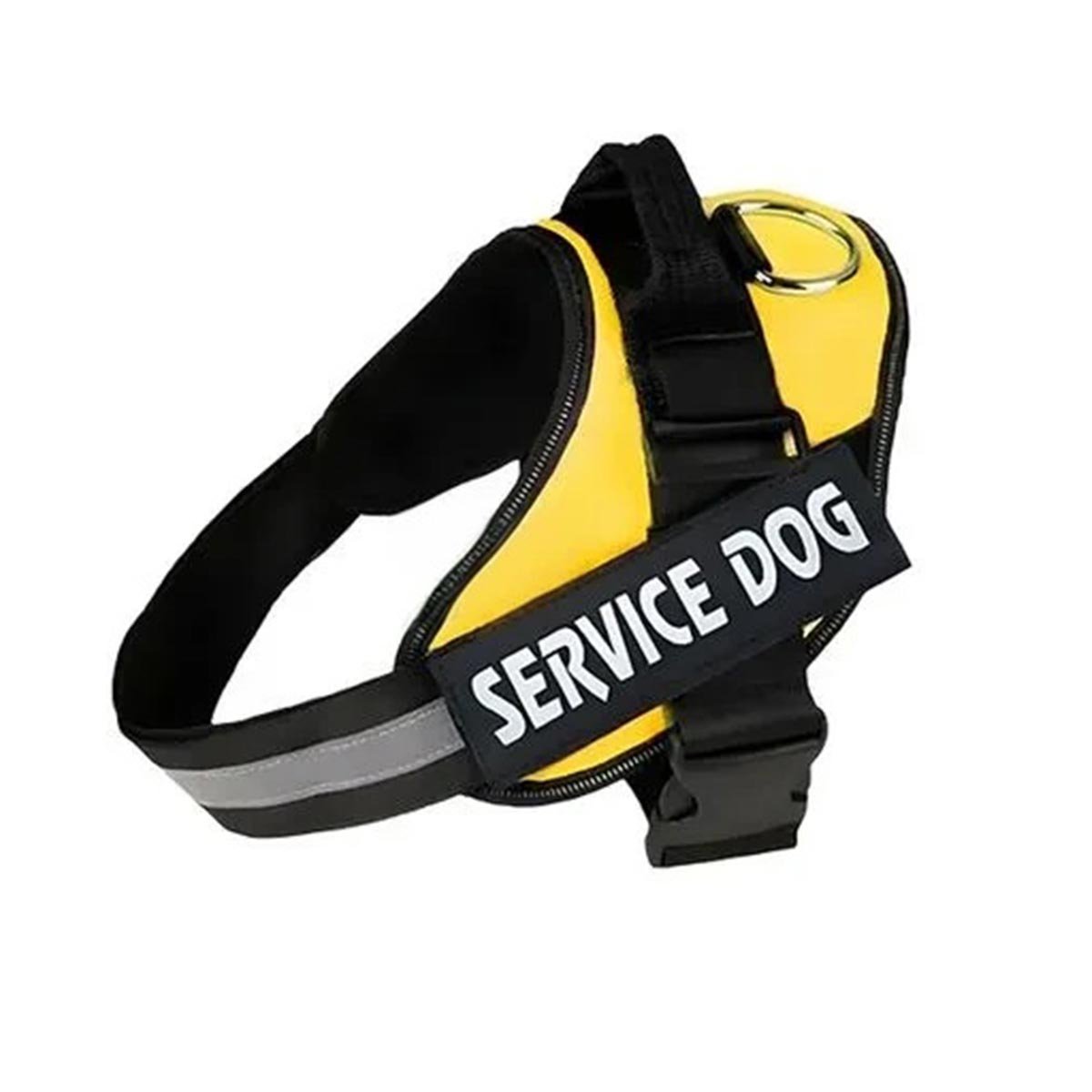 PACK6 CHALECO REFORZADO SERVICE DOG TALLA XXL AMARILLO TRABAJO DIARIO Y+REGALO STICKER - 2