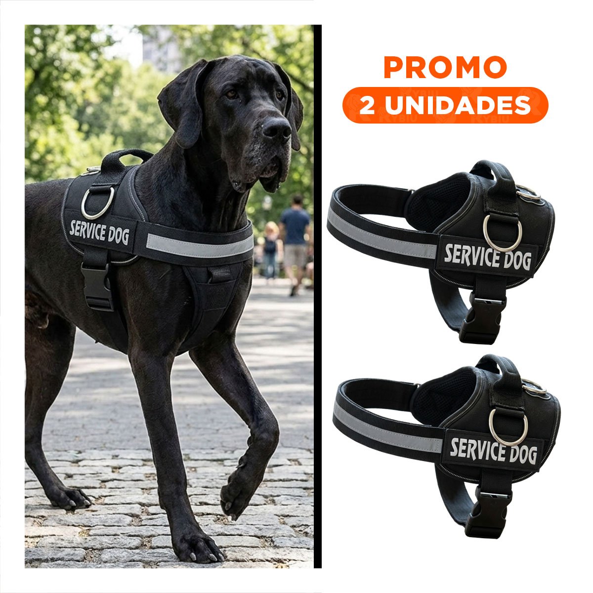 PACK2 ARNES REFORZADO SERVICE DOG TALLA XL NEGRO USO CONSTANTE - 1