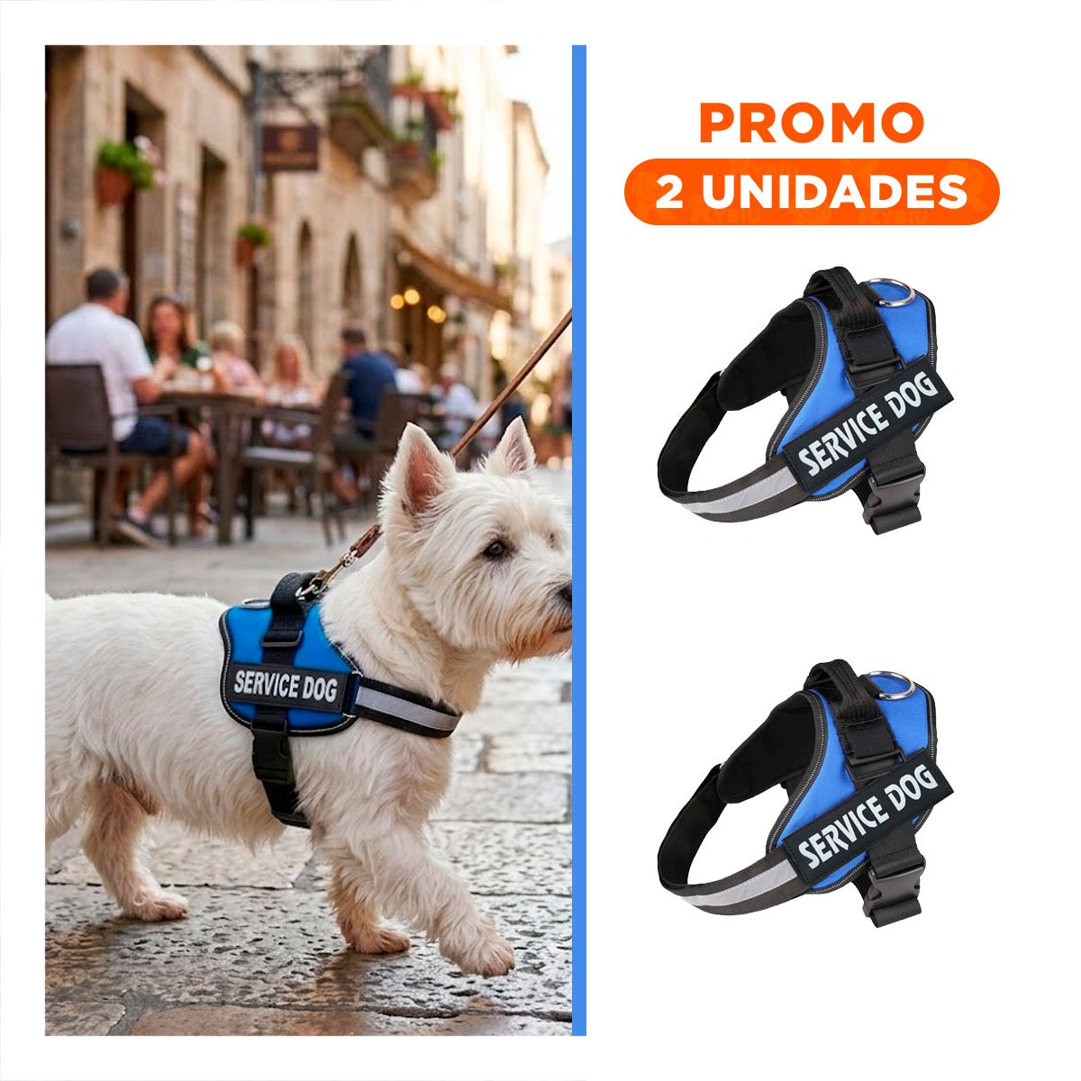 PACK2 ARNES REFORZADO SERVICE DOG TALLA S AZUL PARA USO CONSTANTE - 1