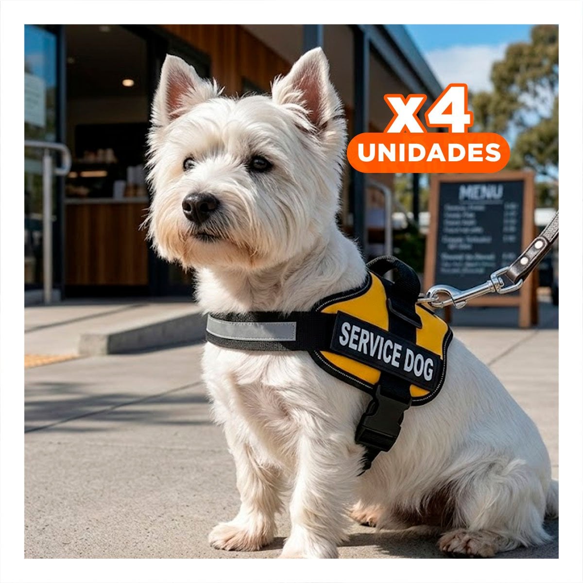PACK4 CHALECO PECHERA SERVICE DOG TALLA S AMARILLO AJUSTE SEGURO - 1