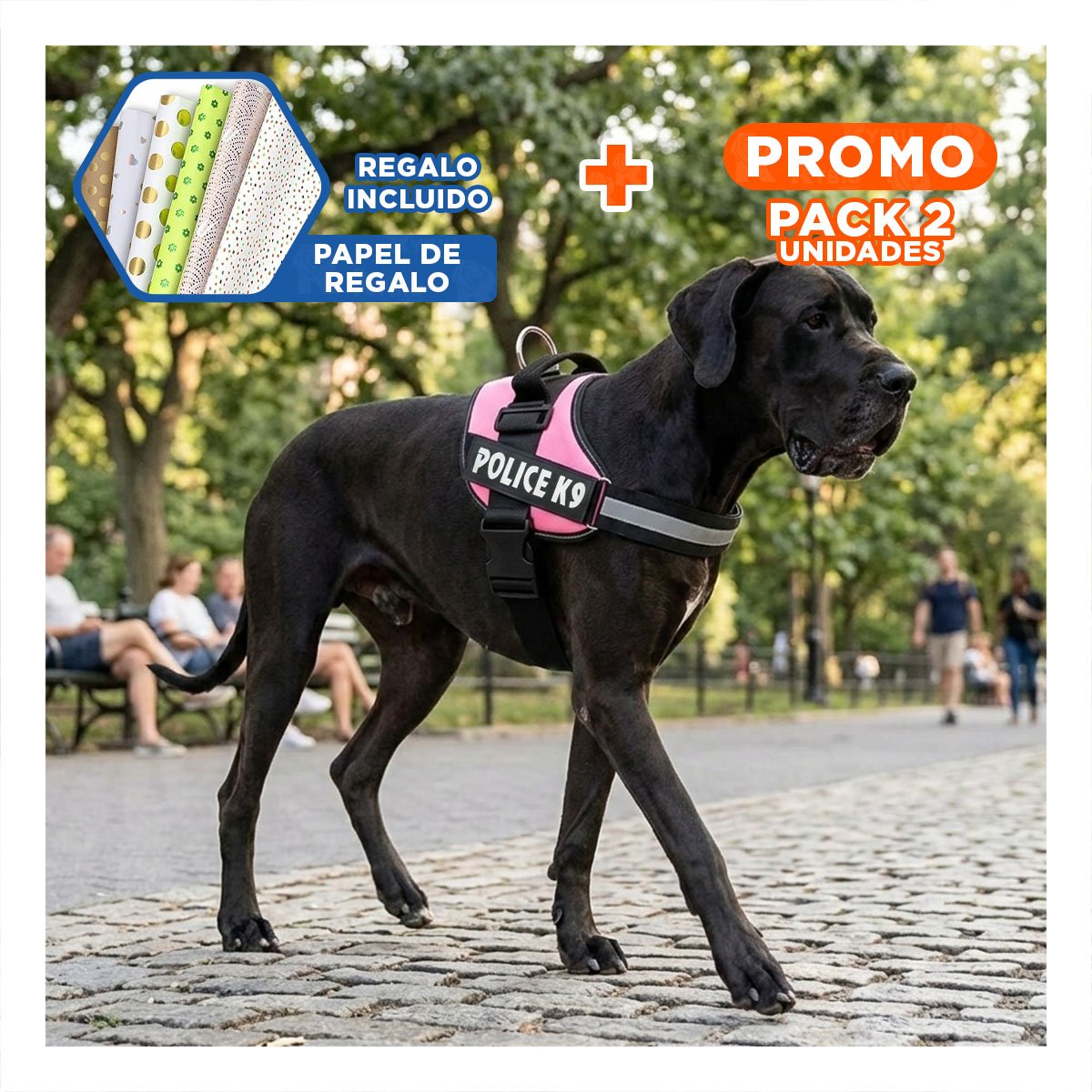 PACK2 ARNES CANINO SERVICE DOG TALLA XXL ROSADO PARA MASCOTA ACTIVA Y+PAPEL REGALO - 1