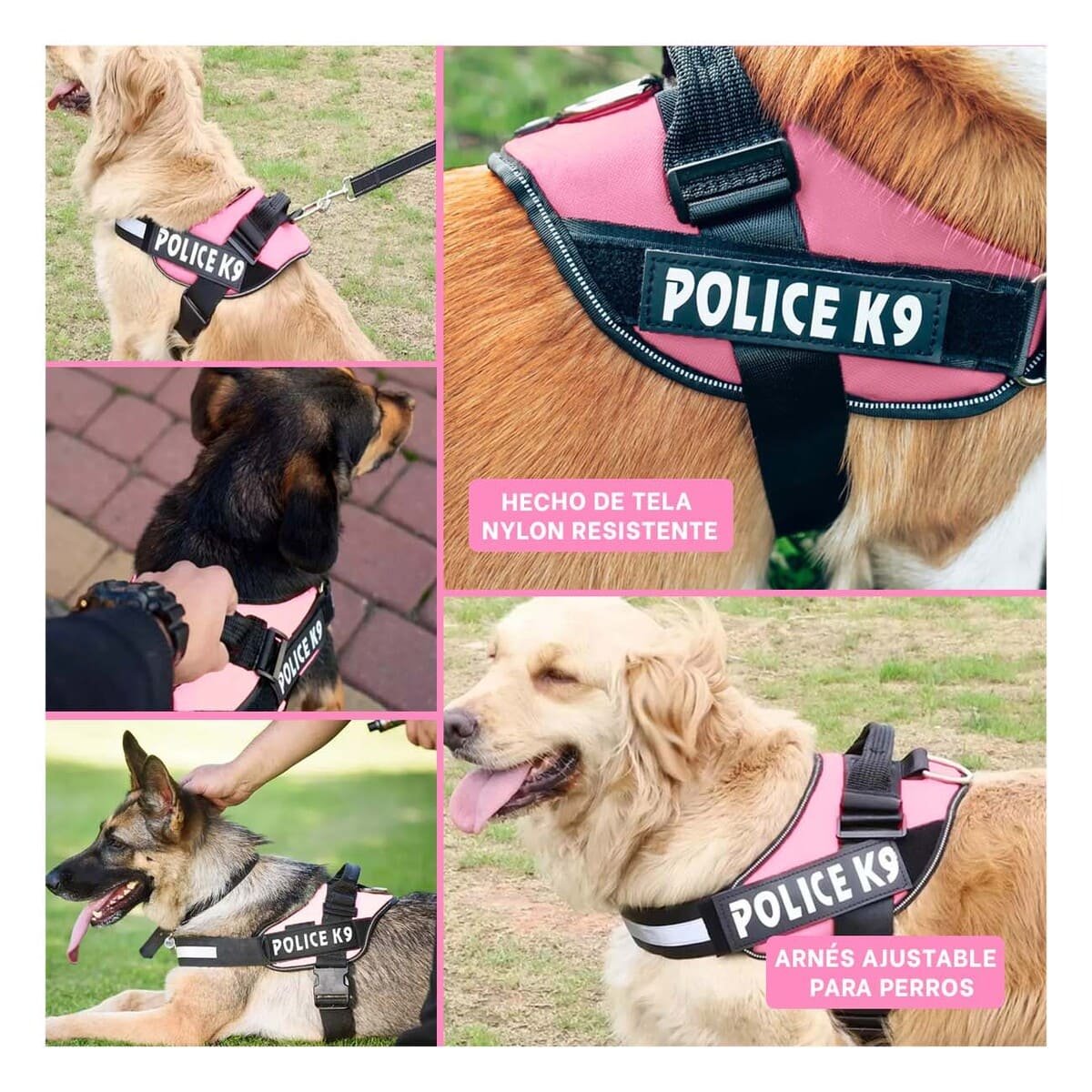 PACK2 ARNES CANINO SERVICE DOG TALLA XXL ROSADO PARA MASCOTA ACTIVA Y+PAPEL REGALO - 3