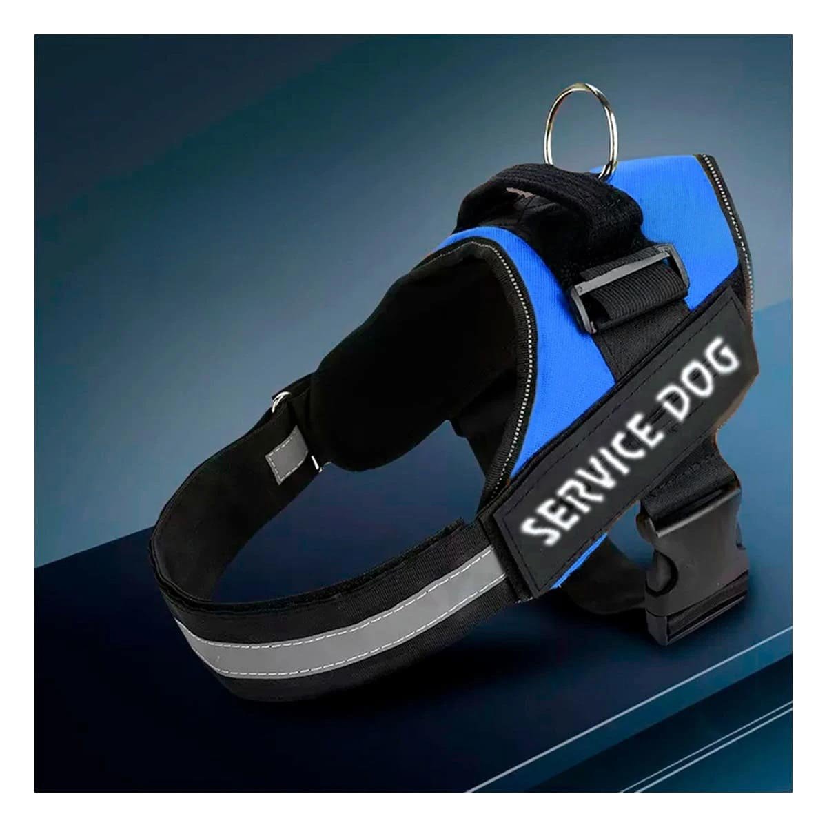 PACK6 CORREA AJUSTABLE SERVICE DOG TALLA XXL AZUL PASEO DIARIO - 2