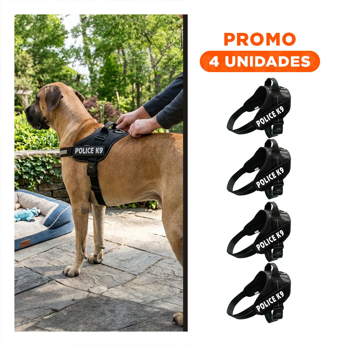 PACK4 CINTURON CANINO SERVICE DOG TALLA XXL NEGRO SOPORTE SEGURO Y+REGALO STICKER - 1