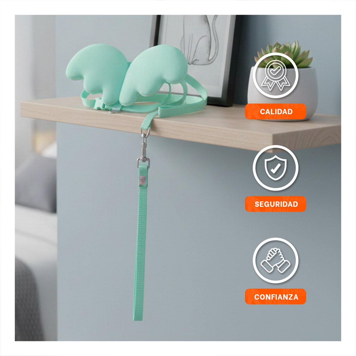 PROTECTOR REGULABLE PET CON ALITAS PEQUENAS TURQUESA PARA MASCOTAS PEQUENAS Y+POST IT - 3