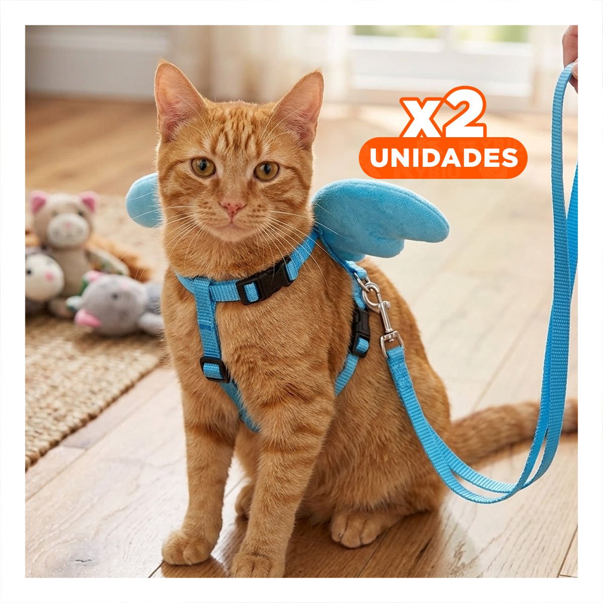 PACK2 HARNESS AJUSTABLE CON ALITAS PEQUENAS PARA MASCOTA CELESTE Y+REGALO STICKER - 1