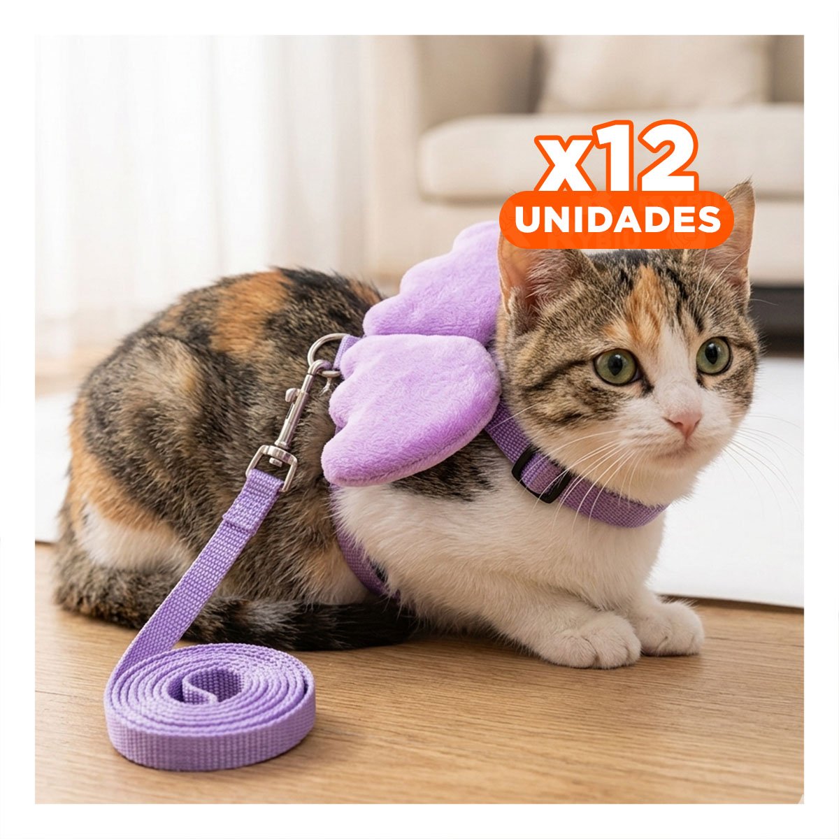 PACK12 CHALECO PARA MASCOTA CON ALITAS PEQUENAS AJUSTABLE LILA - 1