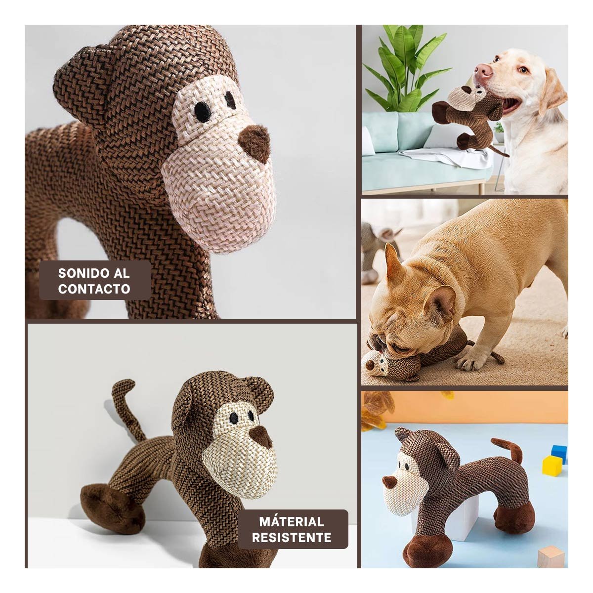PACK2 JUGUETE ANIMADO CON SONIDO DE MONO MARRON PARA REGALO Y+PAPEL REGALO - 3