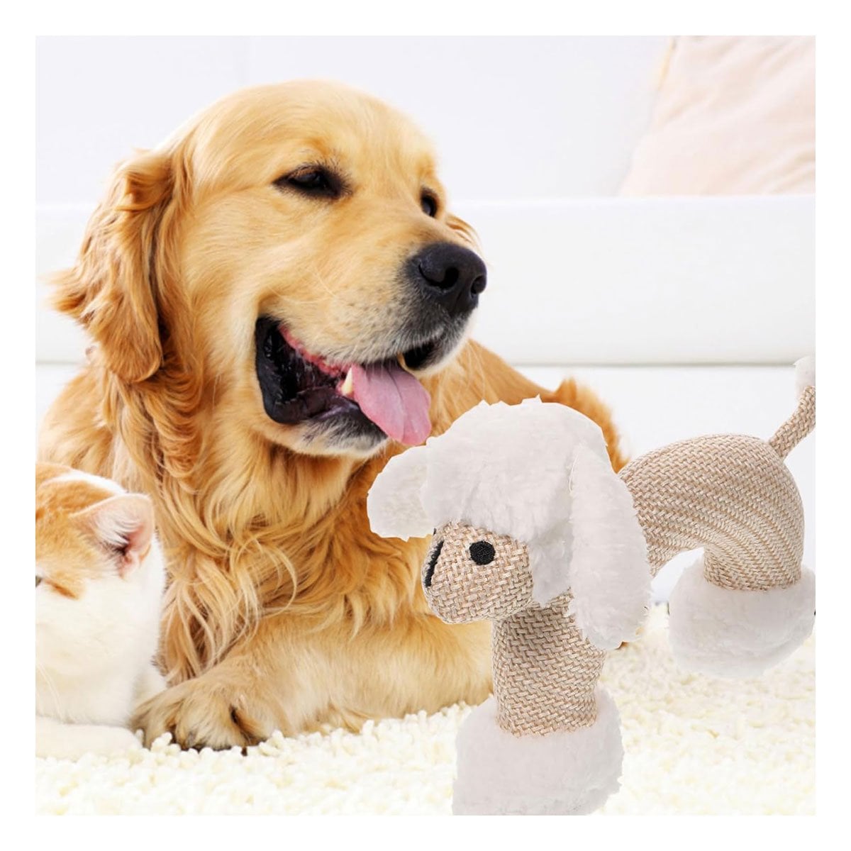PACK4 ALTERNATIVA DE PELUCHE CON SONIDO DE PERRO BLANCO PARA CASA - 3