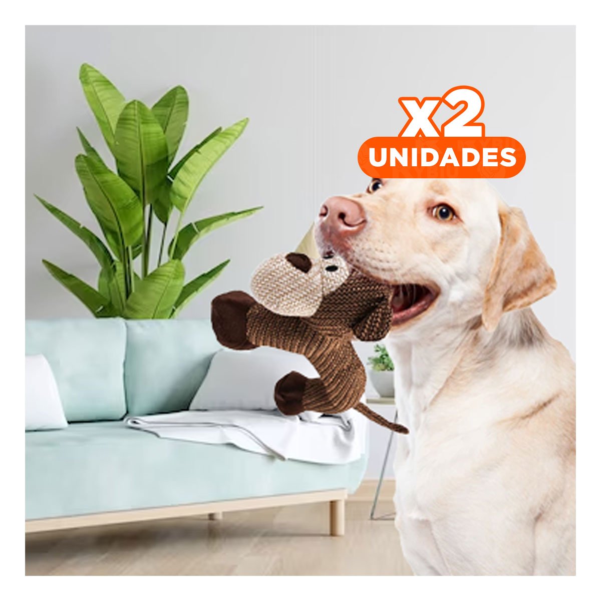 PACK2 JUGUETE SUAVE CON SONIDO DE MONO MARRON PARA SALA Y+REGALO STICKER - 1
