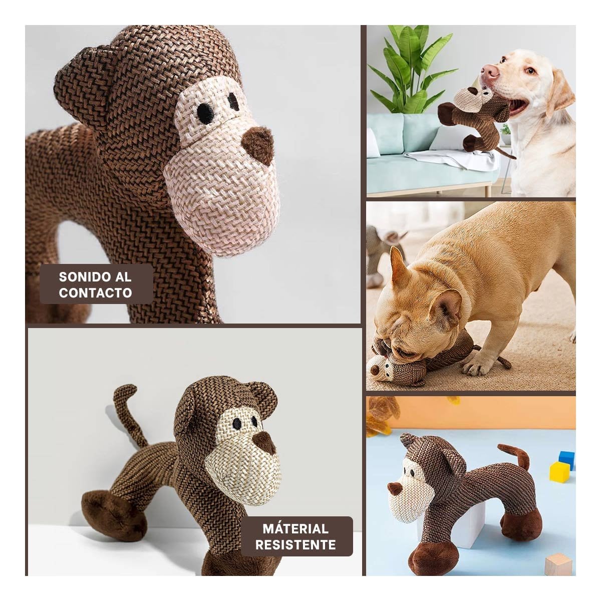PACK12 MONO SONORO DE PELUCHE MARRON SUAVE PARA REGALO Y+PAPEL REGALO - 2