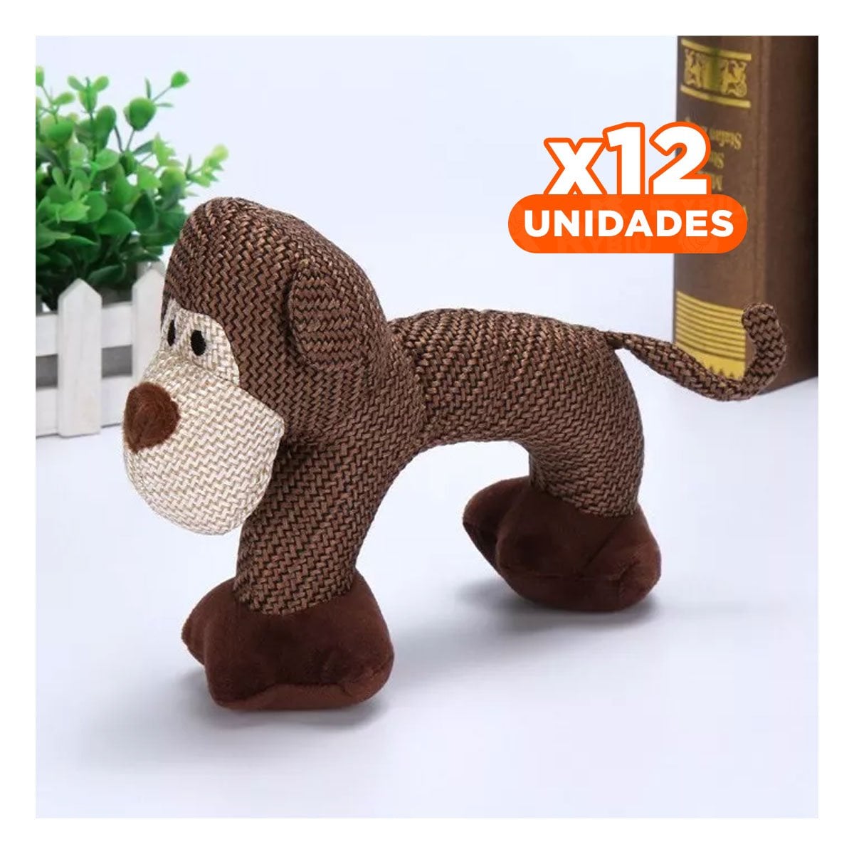 PACK12 MONO INTERACTIVO DE PELUCHE CON SONIDO MARRON PARA CASA - 1