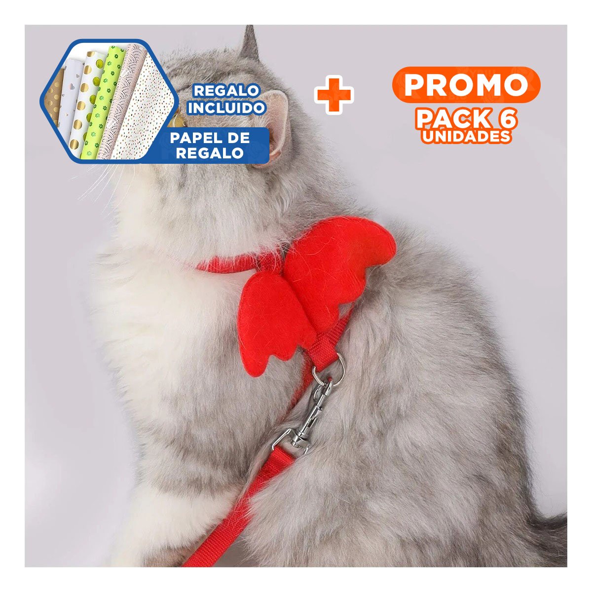 PACK6 PROTECTOR AJUSTABLE ROJO PET CON ALITAS PEQUENAS COMODO Y+PAPEL REGALO - 1