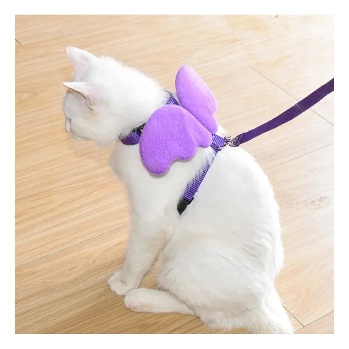 PACK2 HARNESS AJUSTABLE CON ALITAS PEQUENAS PARA MASCOTA LILA Y+REGALO STICKER - 5