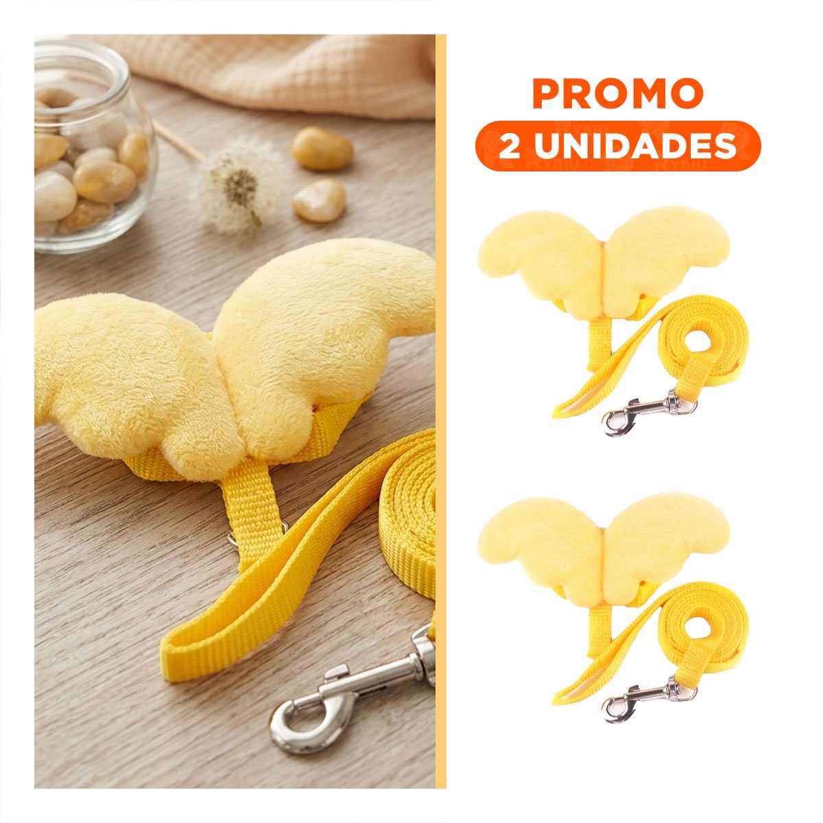 PACK2 PECHERA CON ALITAS PEQUENAS AMARILLO PET COMODA Y AJUSTABLE - 1