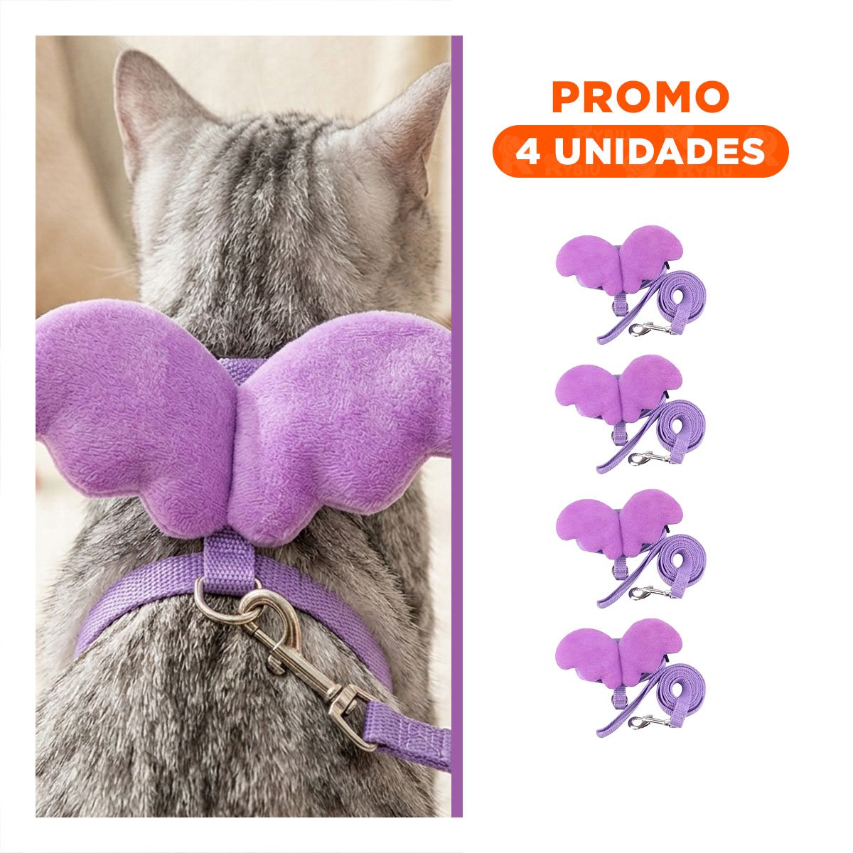 PACK4 CHALECO REGULABLE PET CON ALITAS PEQUENAS Y AJUSTE COMODO LILA Y+REGALO STICKER - 1