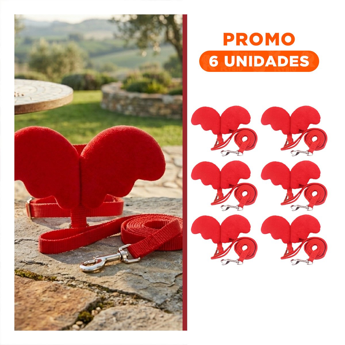 PACK6 SOPORTE AJUSTABLE ROJO PET CON ALITAS PEQUENAS SEGURO - 1