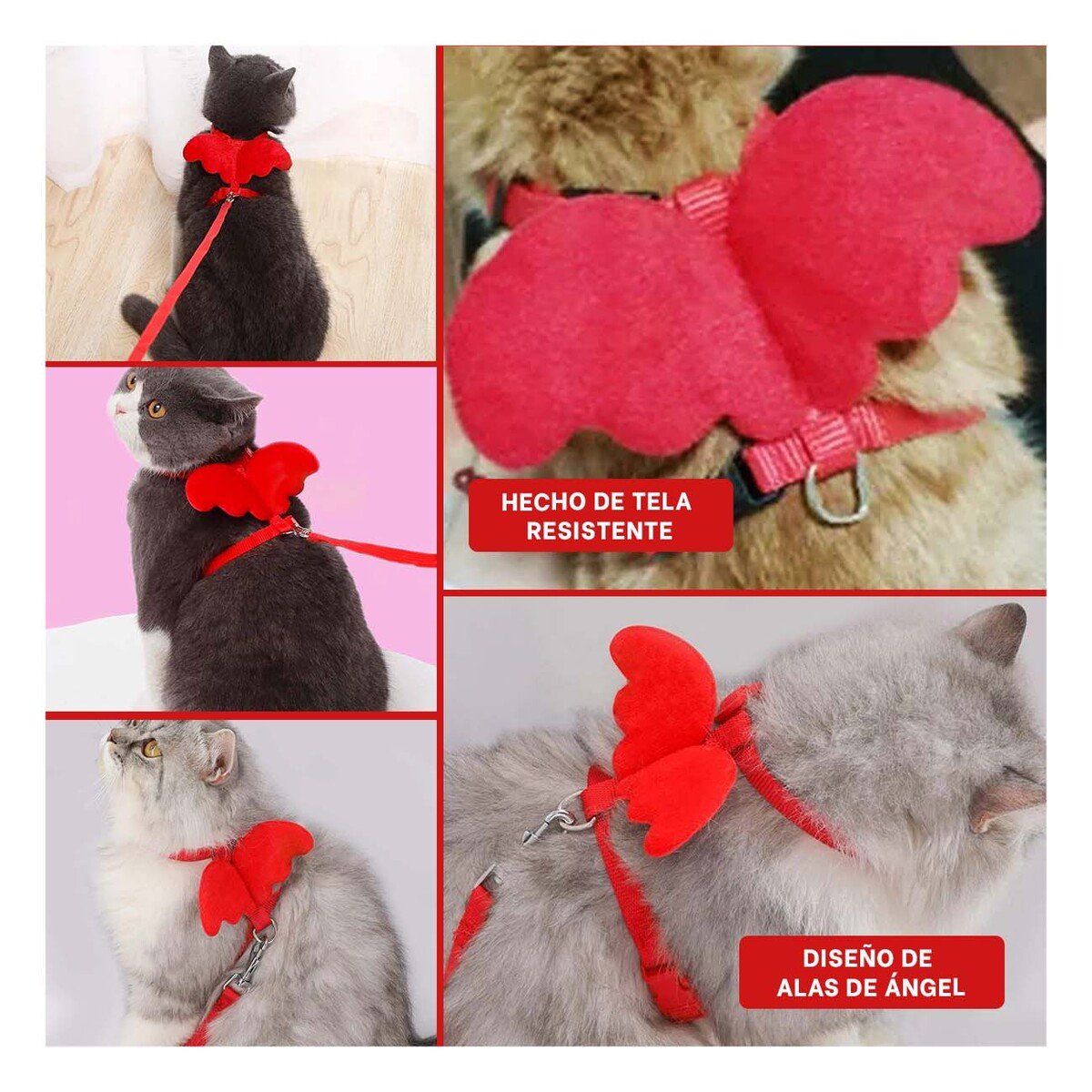 CHALECO CON ALITAS PEQUENAS ROJO PET REGULABLE PARA PASEOS Y+POST IT - 1