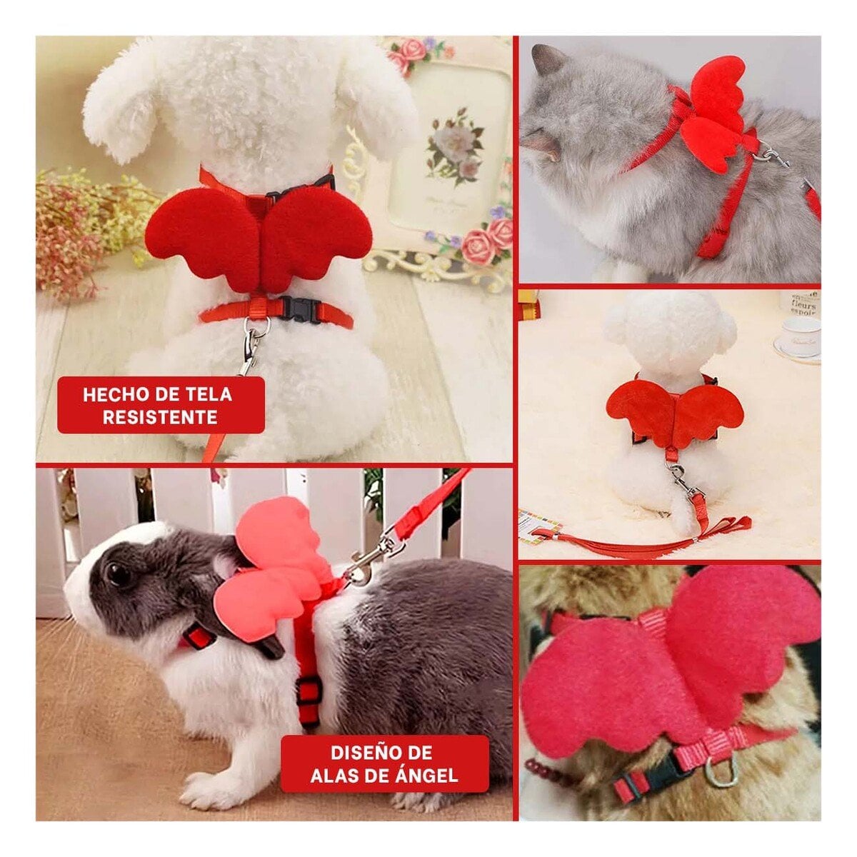 CHALECO CON ALITAS PEQUENAS ROJO PET REGULABLE PARA PASEOS Y+POST IT - 5
