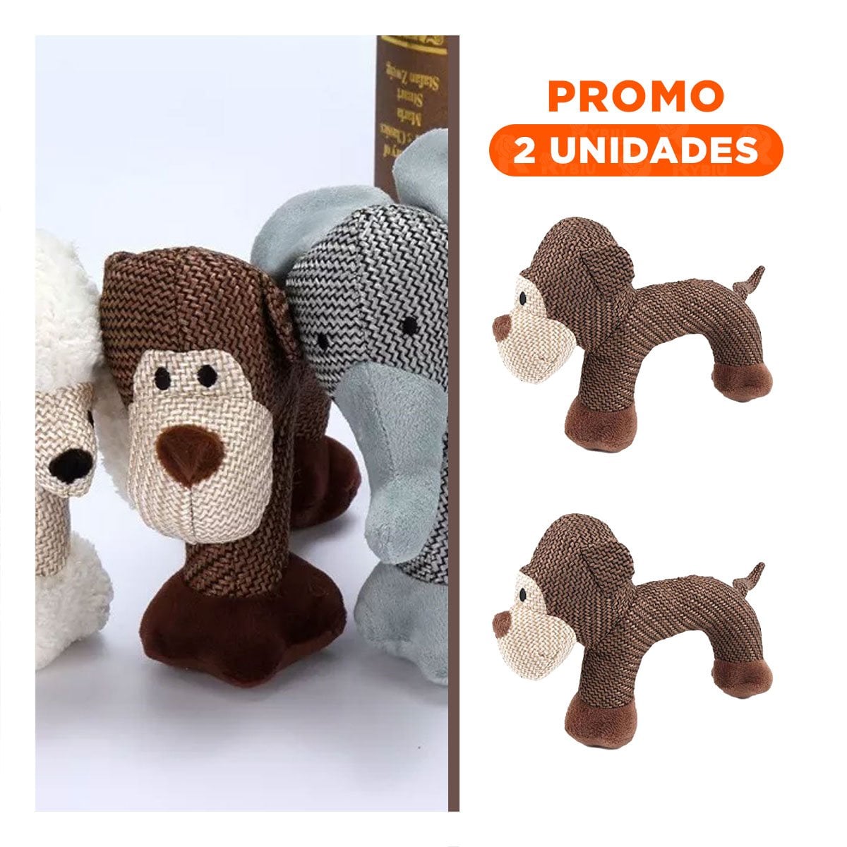 PACK2 JUGUETE MUSICAL CON SONIDO DE MONO MARRON SUAVE PARA HOGAR - 1