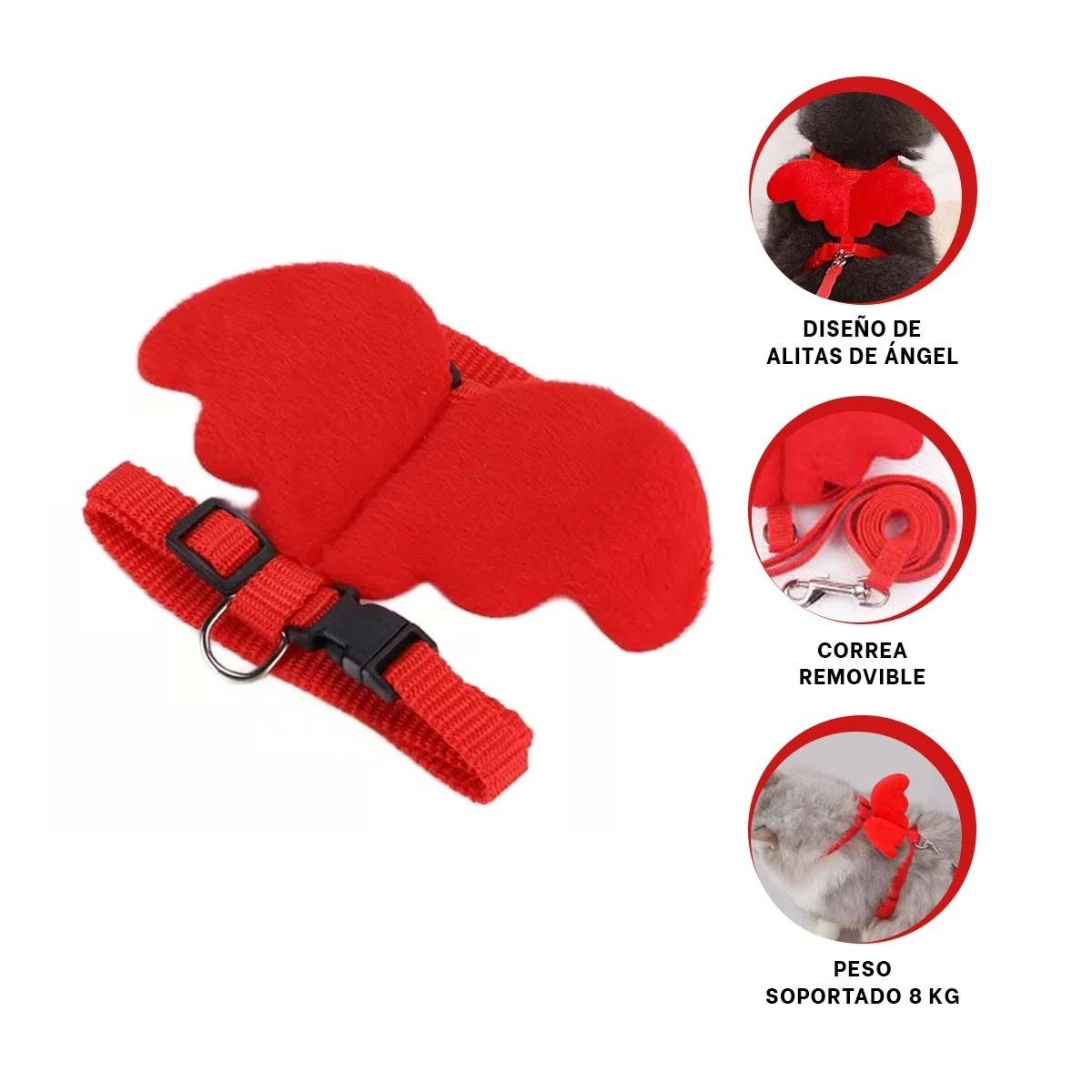 PECHERA ROJO PET CON ALITAS PEQUENAS COMODA Y RESISTENTE - 3