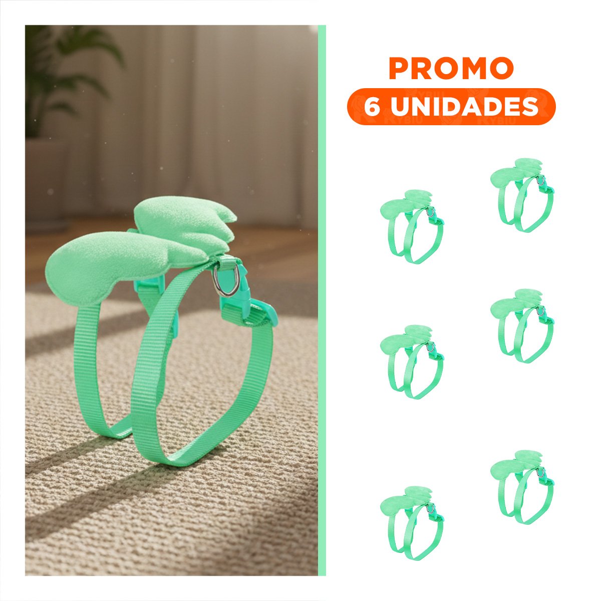 PACK6 SOPORTE AJUSTABLE TURQUESA PET CON ALITAS PEQUENAS SEGURO - 1