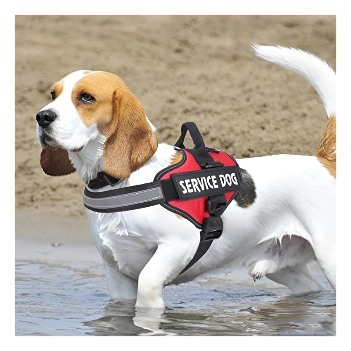 PACK2 HARNESS CHALECO DE PASEO CON ASA SERVICE DOG TALLA S ROJO Y+REGALO STICKER - 3
