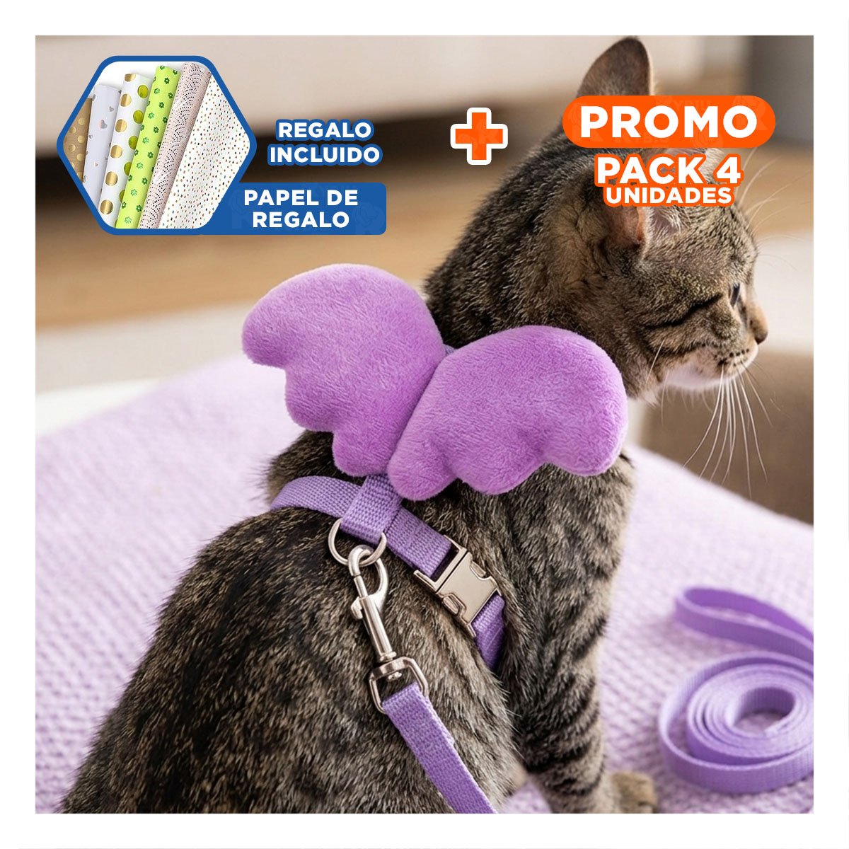 PACK4 ARNES PARA PERRO PEQUENO CON ALITAS PEQUENAS AJUSTABLE LILA Y+PAPEL REGALO - 1