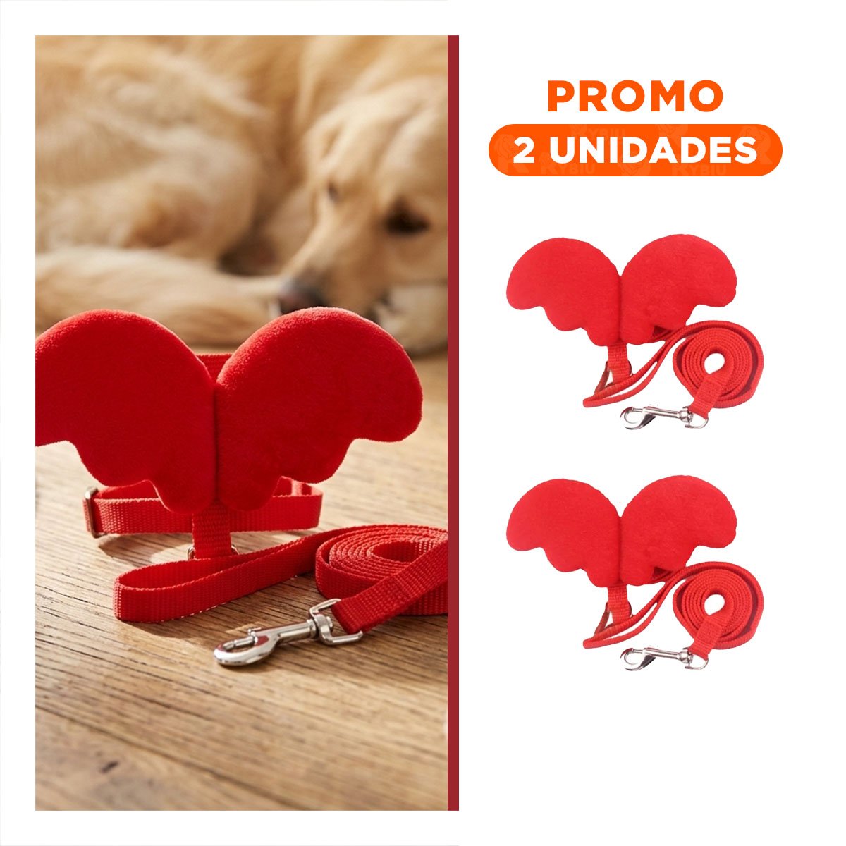 PACK2 PECHERA CON ALITAS PEQUENAS ROJO PET COMODA Y AJUSTABLE - 1