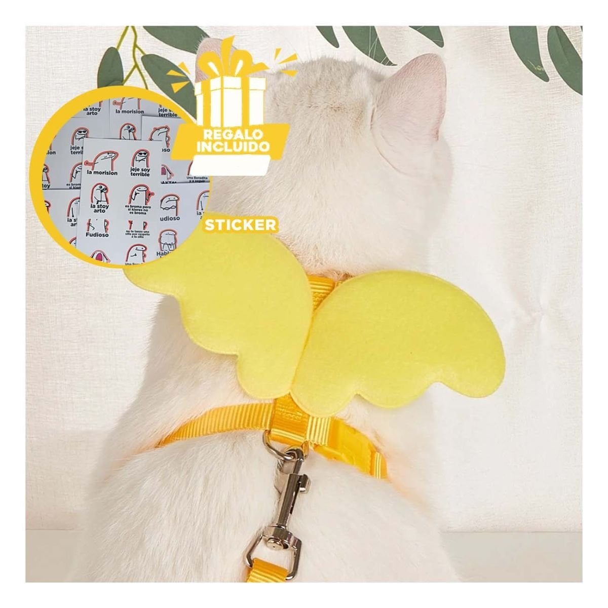 PROTECTOR AMARILLO PET CON ALITAS PEQUENAS LIGERO Y COMODO Y+REGALO STICKER - 1