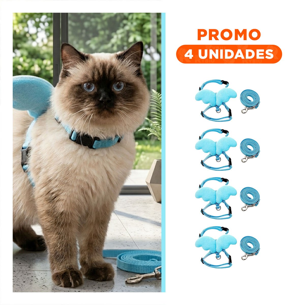 PACK4 CHALECO REGULABLE PET CON ALITAS PEQUENAS Y AJUSTE COMODO CELESTE Y+REGALO STICKER - 1