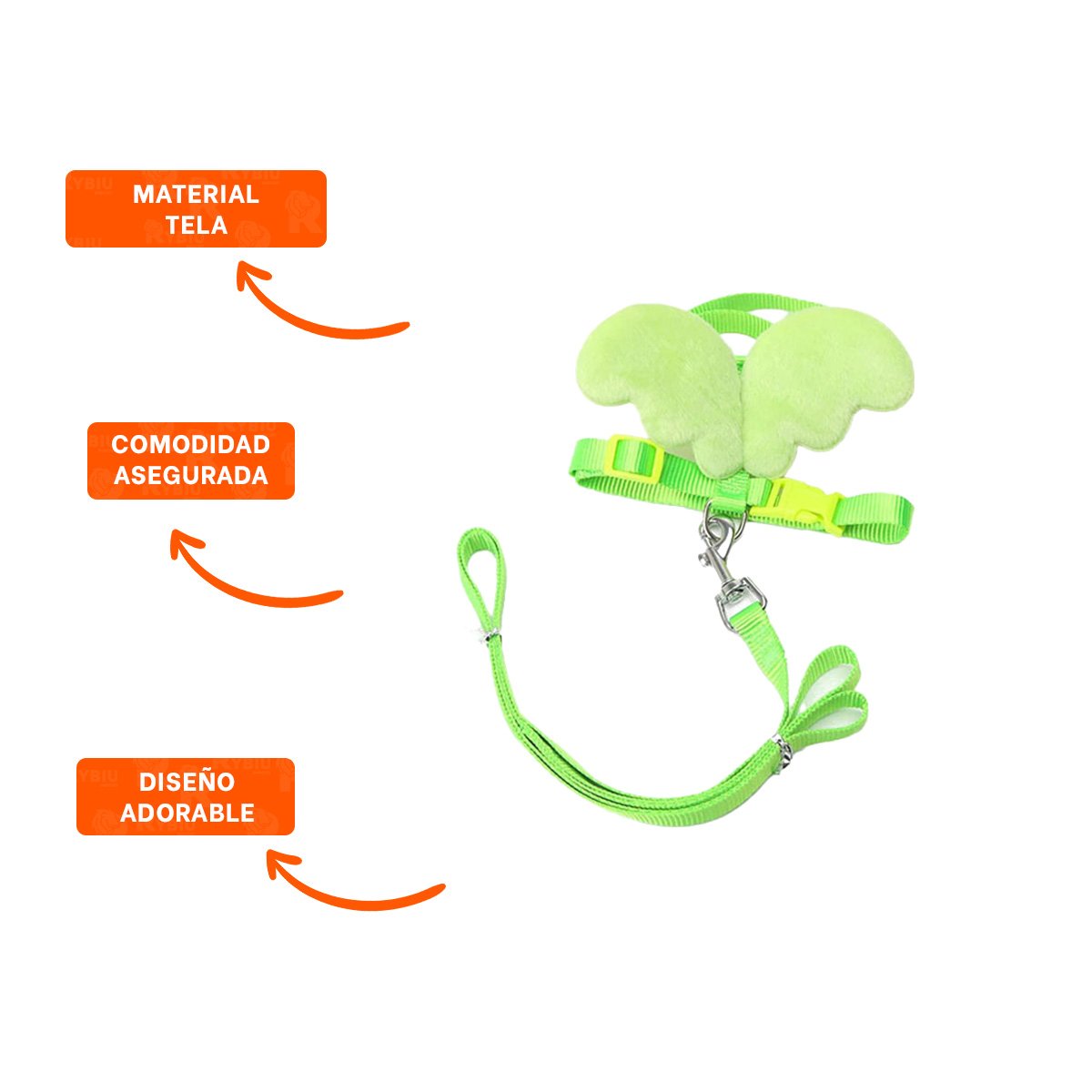 PACK6 ARNES PET VERDE CON ALITAS PEQUENAS PARA PASEOS DIARIOS Y+REGALO STICKER - 2
