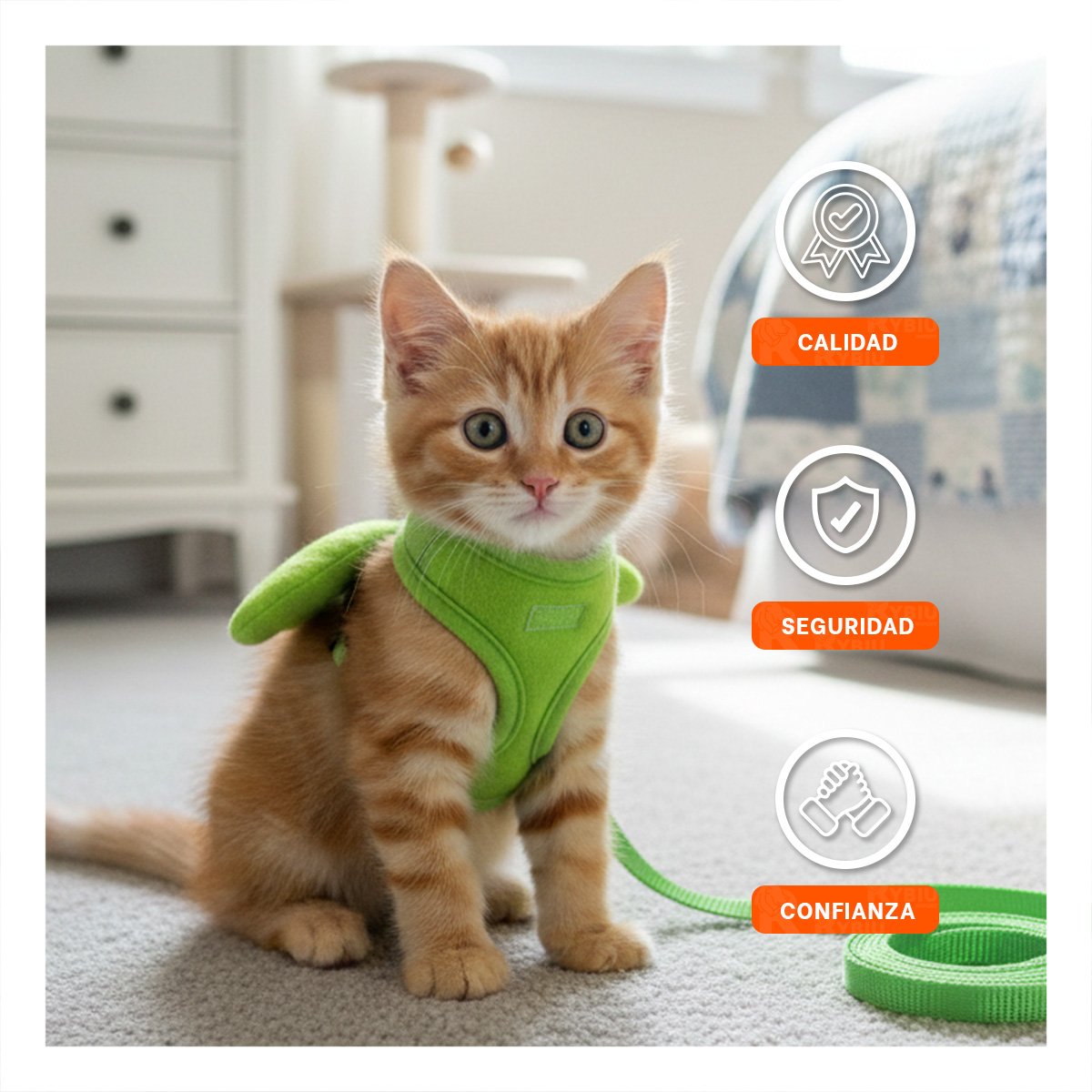 PACK6 ARNES PET VERDE CON ALITAS PEQUENAS PARA PASEOS DIARIOS Y+REGALO STICKER - 3