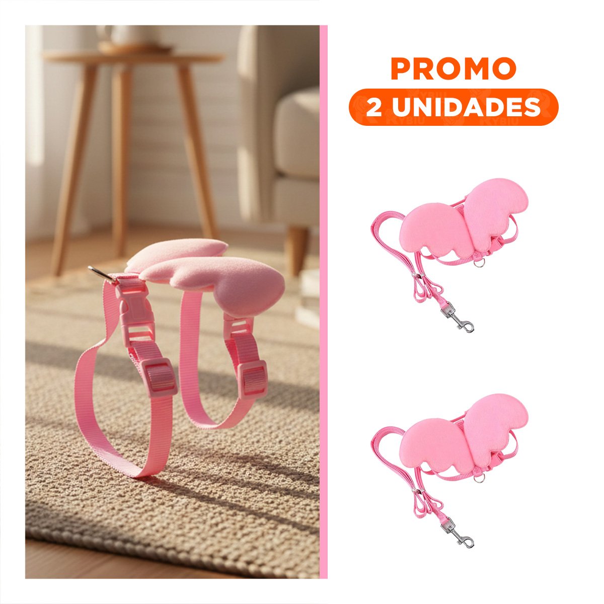 PACK2 PECHERA CON ALITAS PEQUENAS ROSADO PET COMODA Y AJUSTABLE - 1