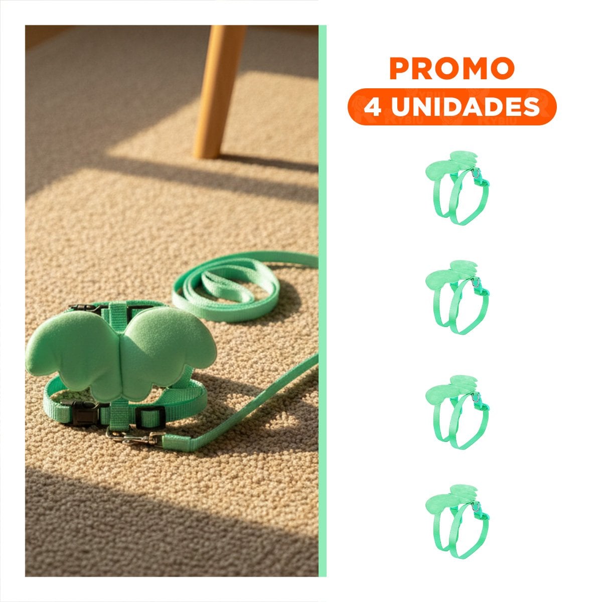 PACK4 PECHERA REGULABLE TURQUESA PET CON ALITAS PEQUENAS AJUSTABLE Y+REGALO STICKER - 1