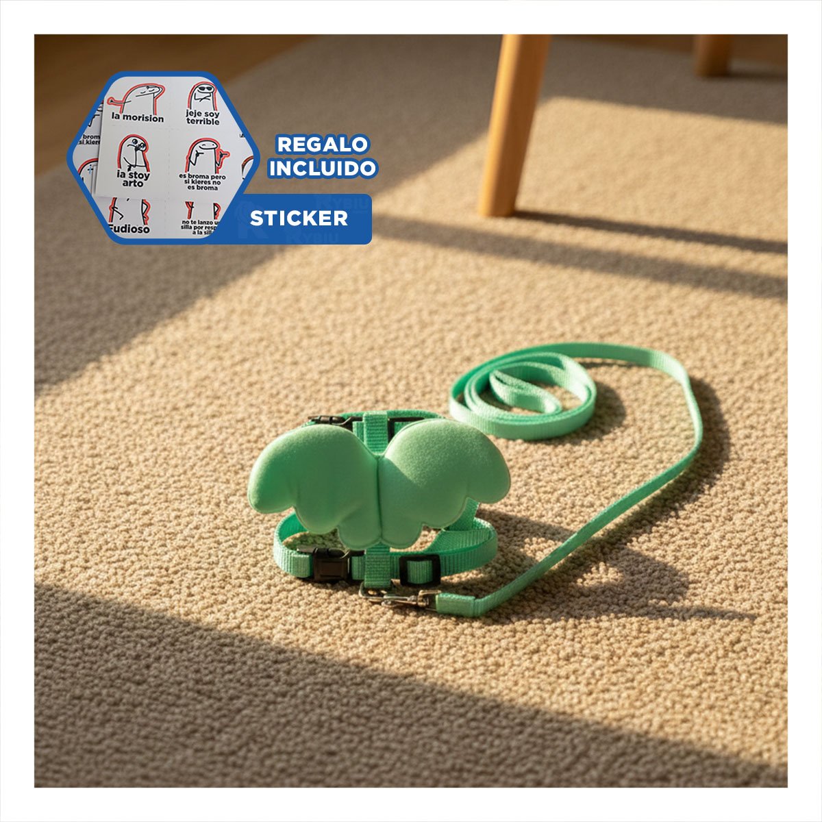 PECHERA REGULABLE PET CON ALITAS PEQUENAS TURQUESA PARA GATOS PEQUENOS Y+REGALO STICKER - 1