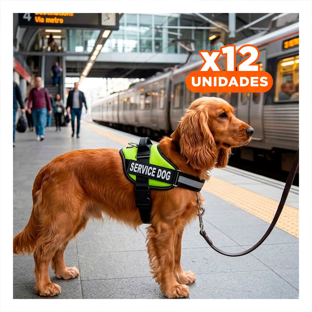 PACK12 CHALECO PECHERA SERVICE DOG TALLA M VERDE SEGURO - 1