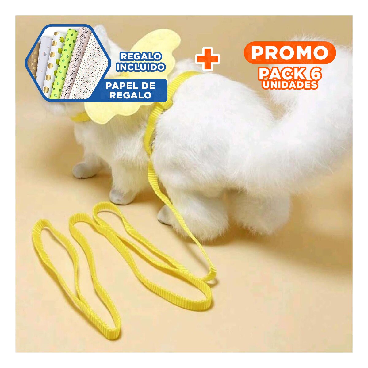 PACK6 PROTECTOR AJUSTABLE AMARILLO PET CON ALITAS PEQUENAS COMODO Y+PAPEL REGALO - 1