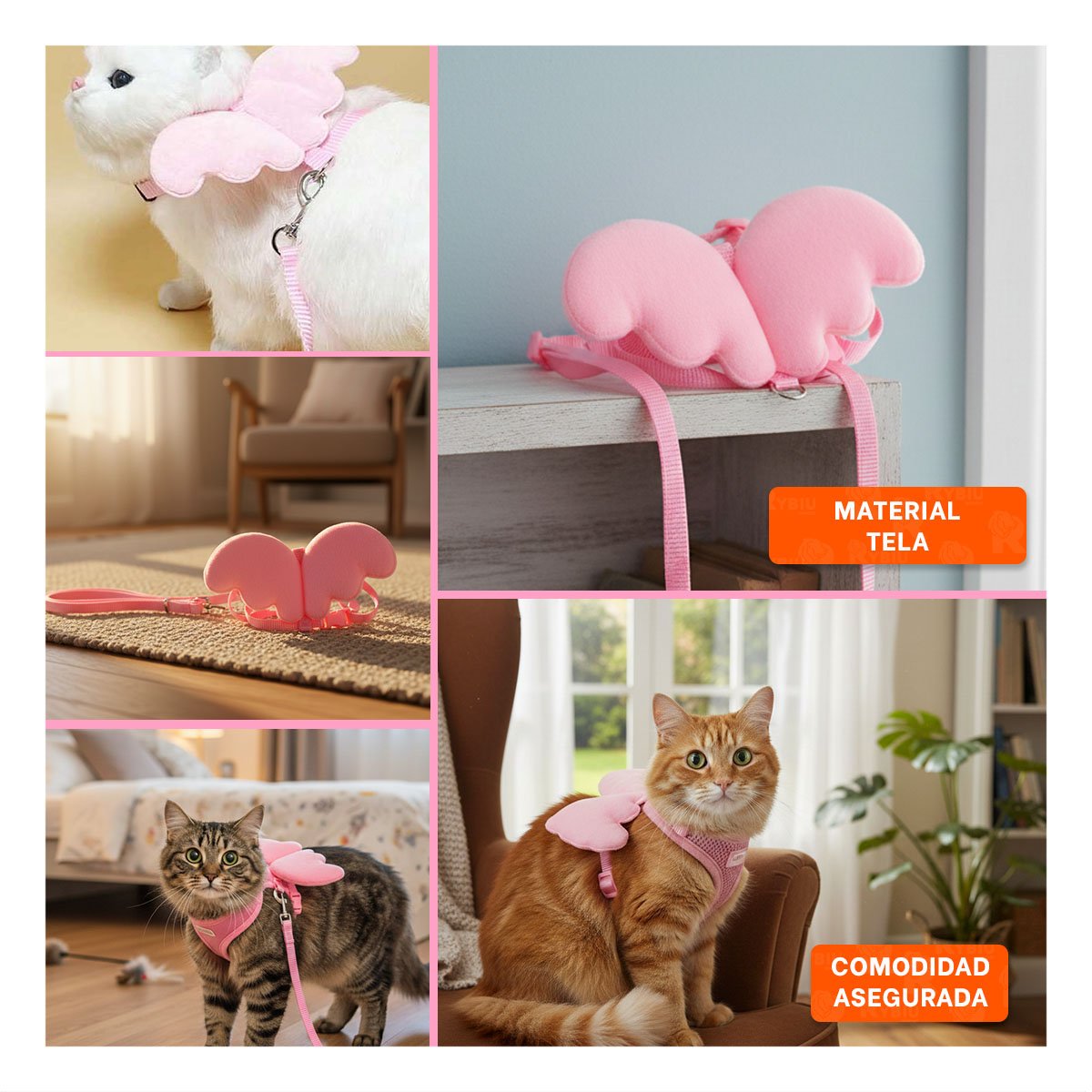 PACK6 PROTECTOR AJUSTABLE ROSADO PET CON ALITAS PEQUENAS COMODO Y+PAPEL REGALO - 3