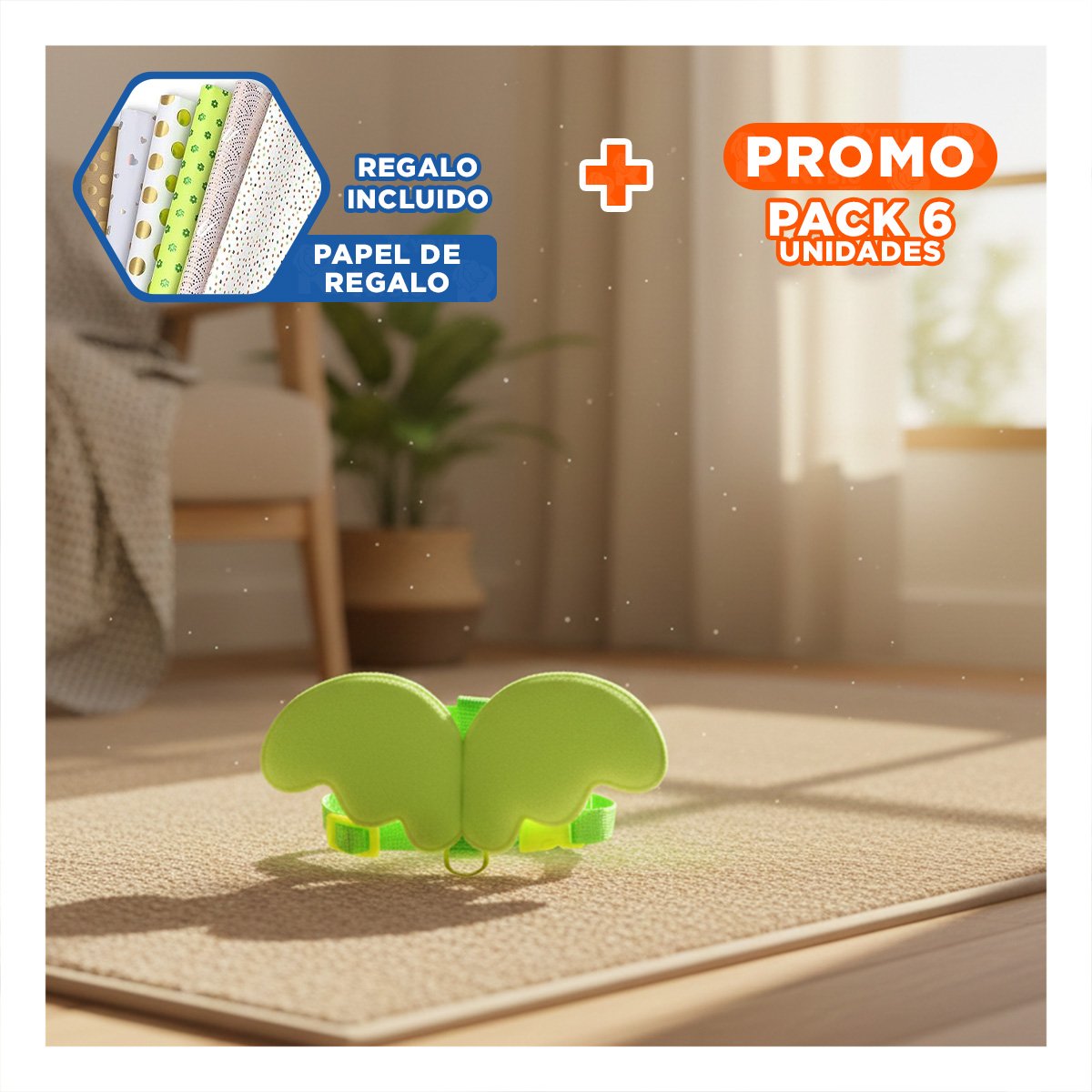 PACK6 PROTECTOR AJUSTABLE VERDE PET CON ALITAS PEQUENAS COMODO Y+PAPEL REGALO - 1