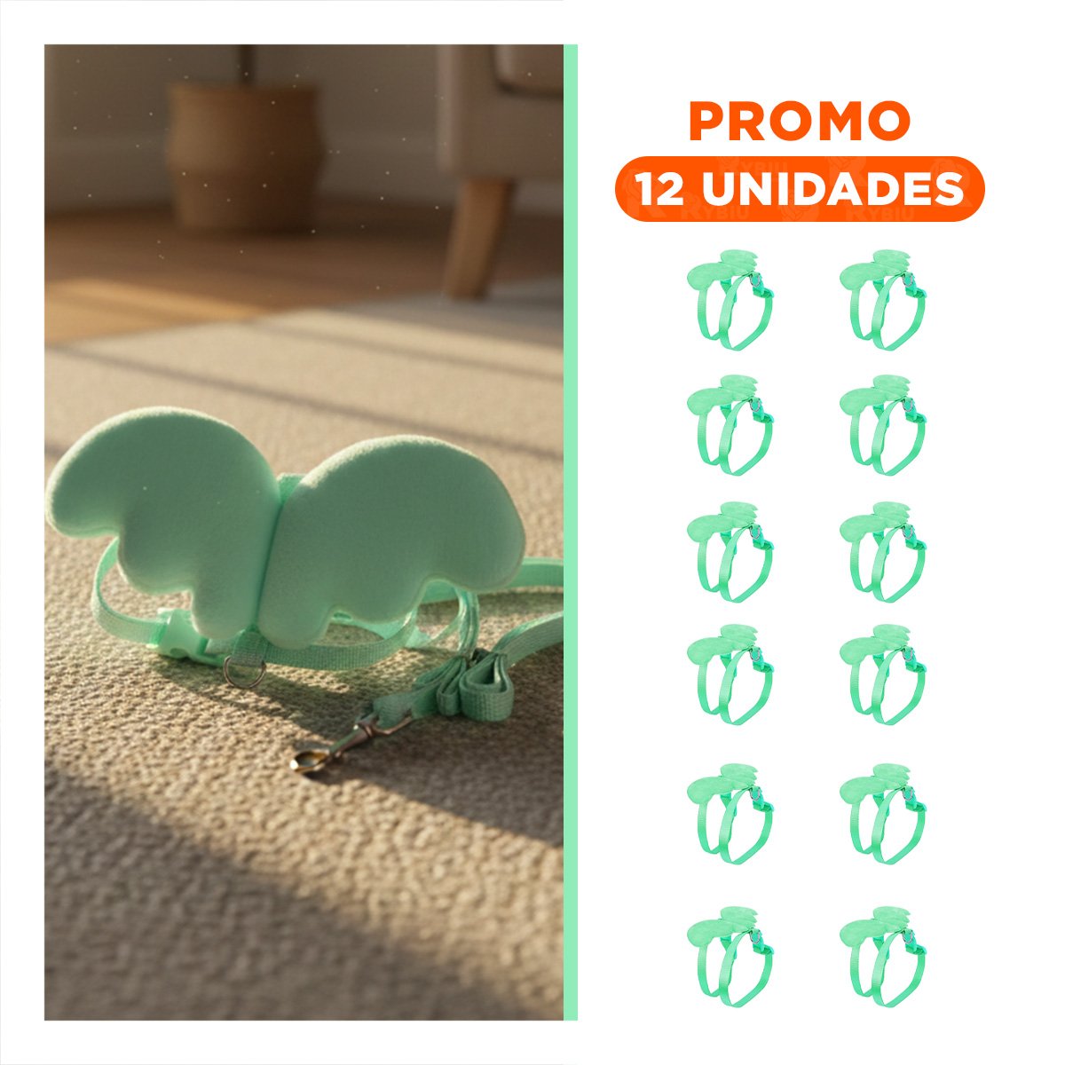 PACK12 SOPORTE PET TURQUESA CON ALITAS PEQUENAS COMODO PARA PASEO Y+REGALO STICKER - 1